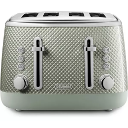 Delonghi CTL4003.GR Luminosa Twill 4 Slice Toaster Defrost Function 1600W Green