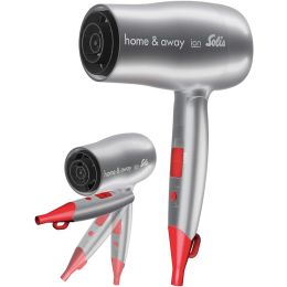 Solis 3791 Hair Dryer Travel Size Ion Technology Onduating Nozzle 1800W Gray/Red