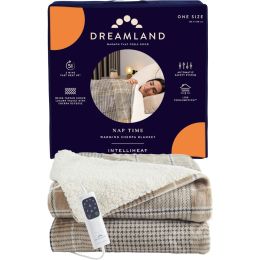 Dreamland 16998 Heated Blanket Electric 6 Heat Settings Intelliheat+ Beige