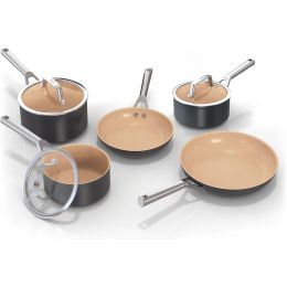 Ninja CW95000UK 5-Piece Ceramic Pan Set With Lids Non-Stick Terracotta & Grey