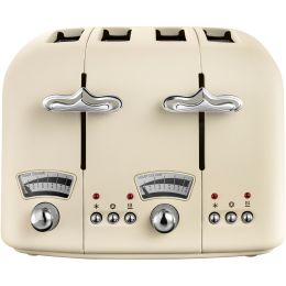 De'Longhi CT04.BG 4 Slice Toaster Argento Flora 1800W 6 Toast Settings Compact