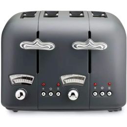 De'Longhi CT04.GY 4 Slice Toaster with 6 Toast Settings Argento Silva 1600w Grey