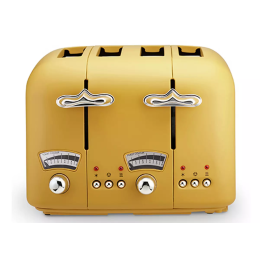 De'Longhi CT04.Y 4 Slice Toaster 6 Toast Settings  Argento Silva 1600w Yellow