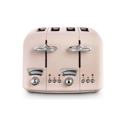 De'Longhi CT04.PK 4 Slice Toaster Argento Flora 1600W with Defrost Function