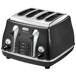 De'Longhi CTOM4003.BK 4 Slice Toaster Defrost & Warming Function 1800w Black