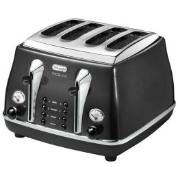 De'Longhi CTOM4003.BK NEW Icona Micalite 4-Slice Toaster with Defrost Function