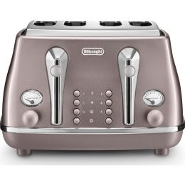 De'Longhi CTOT4003.PK 4 Slice Toaster Wide Slots Icona Metallics 1800W Violet