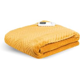 Dreamland 16847 Electric Blanket Intelliheat Quilted Heated Throw Mustard Yellow
