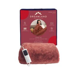 Dreamland 16997 Large Electric Blanket Soft Faux Fur Heated Throw Terracotta