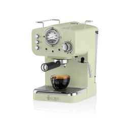 Swan SK22110GN Retro Pump Espresso Coffee Machine with Milk Frother 1.2L Green