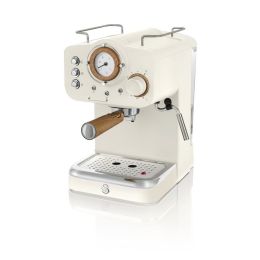 Swan SK22110WHTN Retro Pump Espresso Coffee Machine with Milk Frother 1.2L White