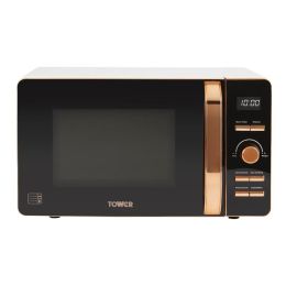 Tower T24021W Solo Microwave Oven Digital Control 20L 800w White & Rose Gold