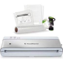 FoodSaver VS0100 Powervac Compact Food Vacuum Sealer Machine Silver & White
