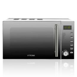 VYTRONIX Digital Microwave Oven 900W 25L 10 Power Level Freestanding Silver/Grey