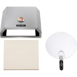 George Foreman 12" BBQ Grill Top Pizza Oven Charcoal & Gas Silver GFPO1SSPC