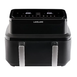 Lakeland 27346 8‐in‐1 Air fryer Adjustable Large Drawer Fryer 9L 2600w Black 