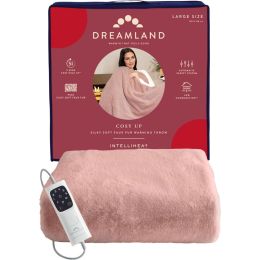 Dreamland 16996 Electric Blanket Cosy Up Silky Soft Faux Fur Warming Throw Pink