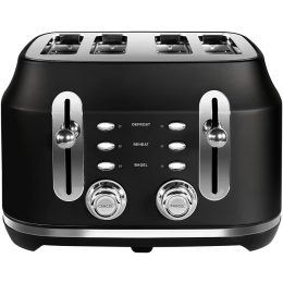 Rangemaster RMCL4S201BK 4 Slice Toaster Defrost Cancel & Reheat Functions Black