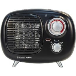 Russell Hobbs RHRETPTC2001B Ceramic Fan Heater 2 Heat Settings Retro 1500w Black