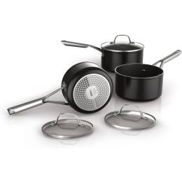 Ninja C13000UK Zerostick Essentials 3-Piece Saucepan Set & Glass Lids Black