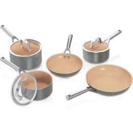 Ninja CW95000EUUKDB Extended Life Ceramic 5-Piece Cookware Set Terracotta & Grey