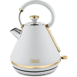 Tower T10044WHT Jug Kettle Cavaletto Pyramid Fast Boil 1.7L 3000W White and Gold