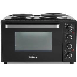 Tower T14044 Mini Oven Dual Hot Plates Healthy Cooking All in One 32L Black
