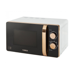 Tower T24020W NEW Manual Control Solo Microwave Oven 20L 800W White & Rose Gold
