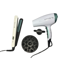Remington S8500GP Hair Straightener & Hair Dryer Shine Therapy Gift Set White